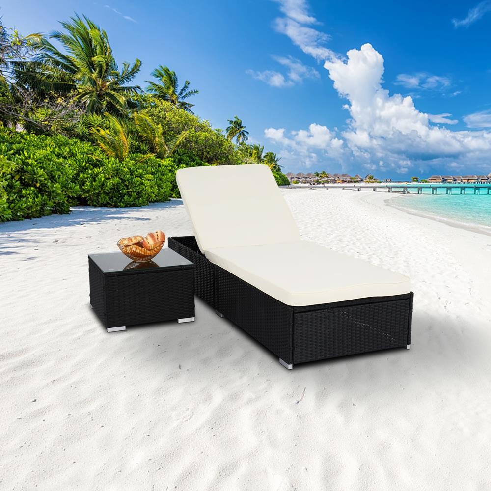 Kids Outdoor Lounger Chair - Espreguiçadeira Ajustável de Vime PE para