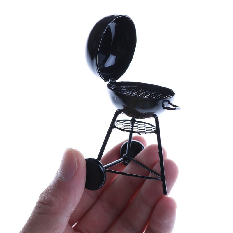 Kids Outdoor House With Kitchen - Miniatura Black BBQ Grill para Doll
