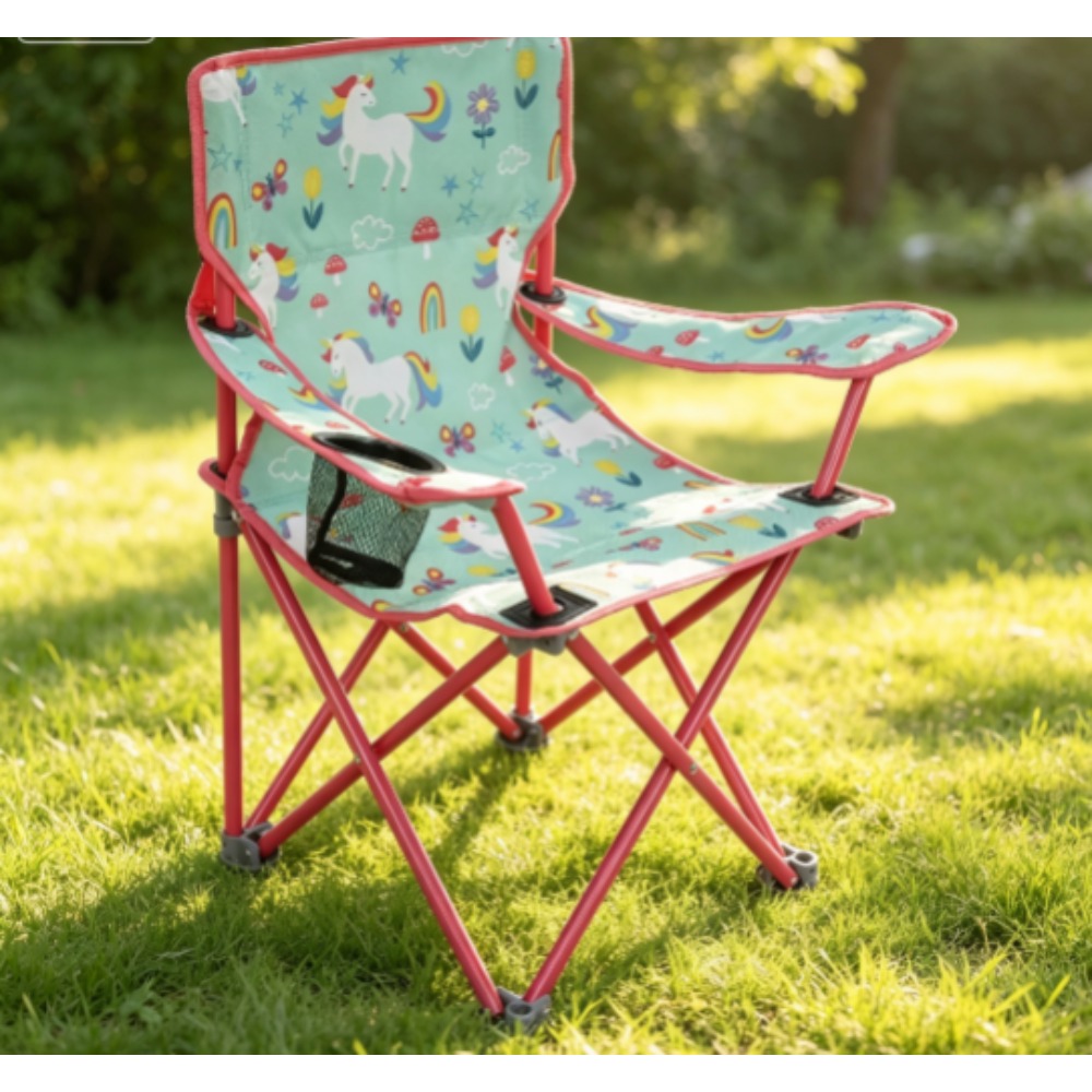 Kids Unicorn Outdoor Chair - Cadeira de camping dobrável portátil para