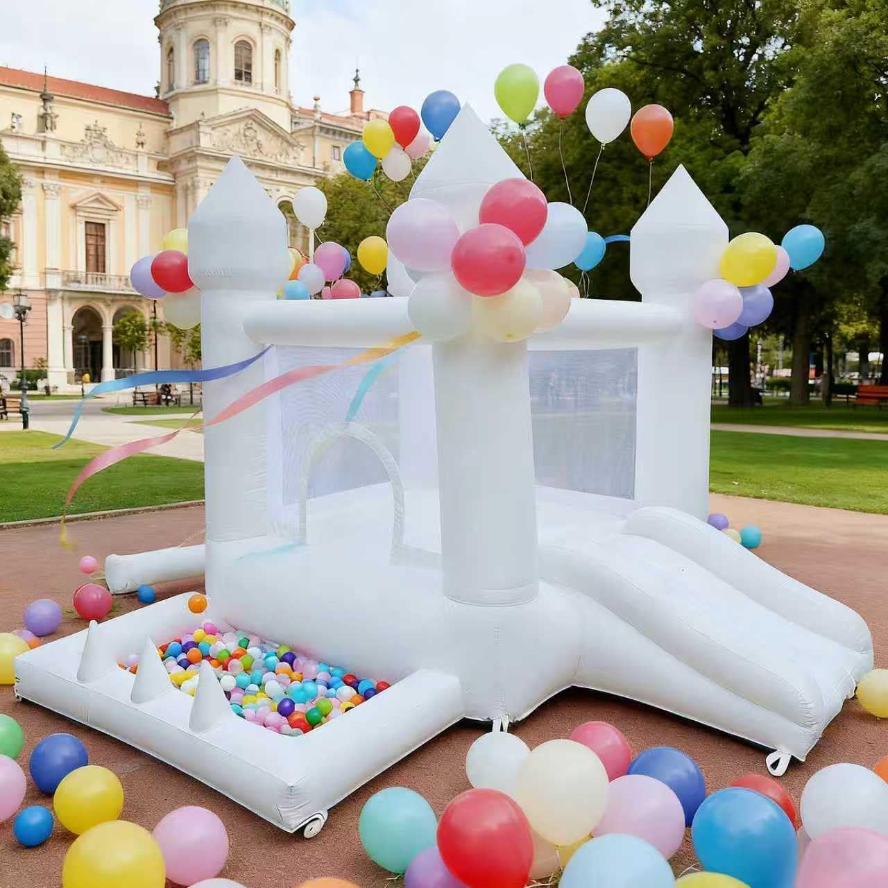 Kids Outdoor Ball - Castelo Inflável Branco, Casa de Pular