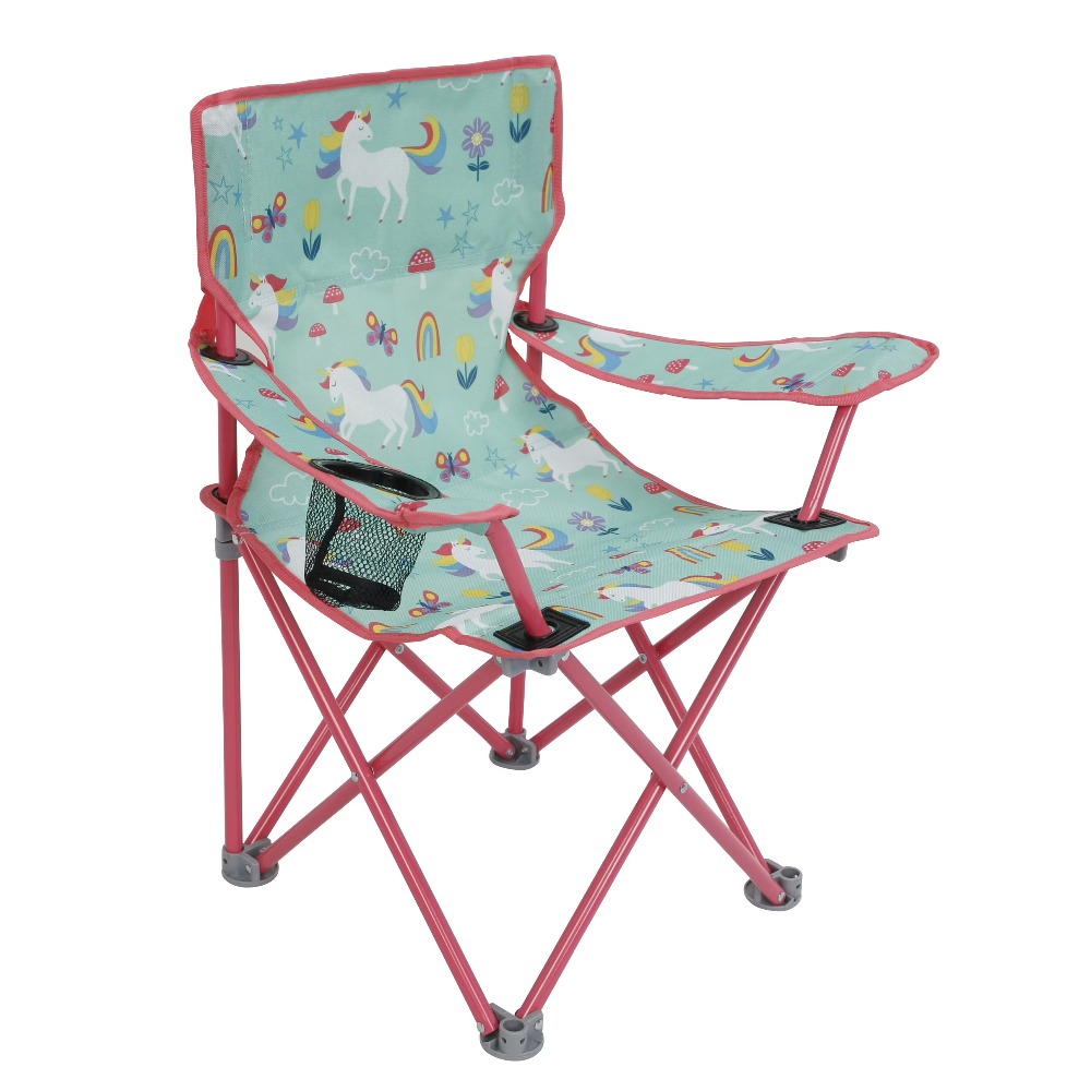 Kids Unicorn Outdoor Chair - Cadeira de Camping Dobrável para Crianças