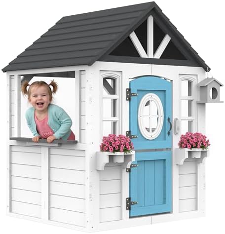Kids Outdoor House With Kitchen - Casa de Brinquedo de Madeira para