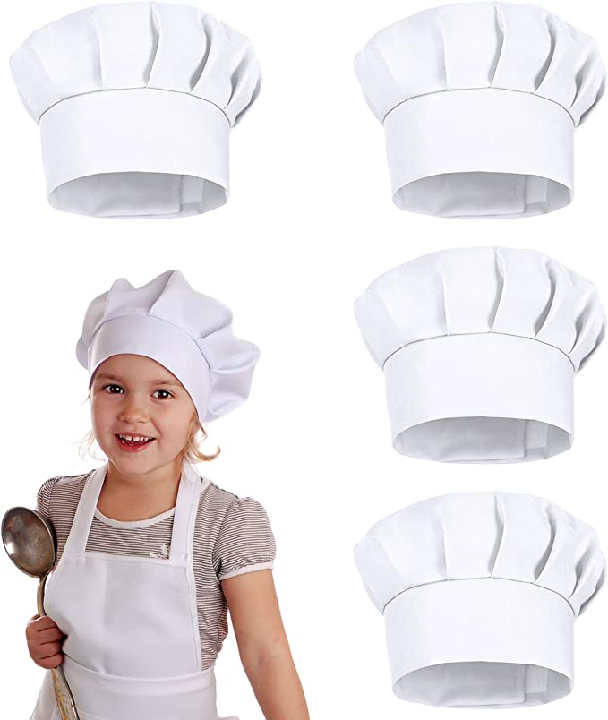 Kids Outdoor Mud Kitchen Accessories - 4 Peças Chapéu de Chef Branco