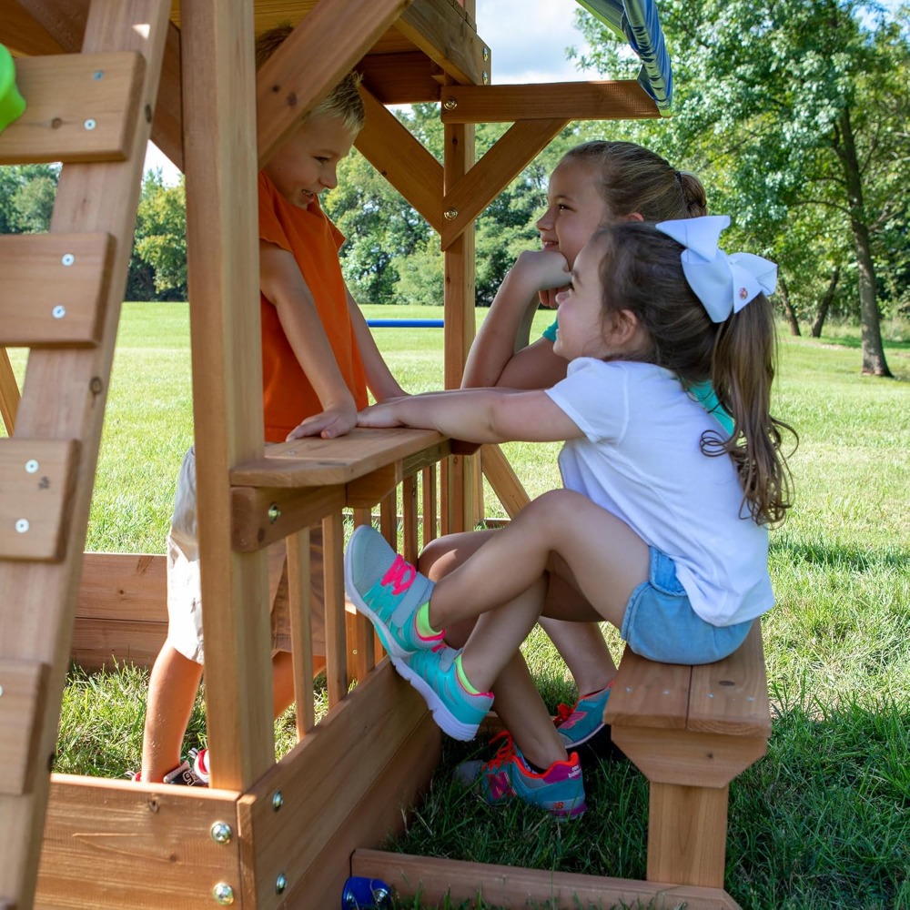 Kids Outdoor Monkey Bar Set - Conjunto de Balanço de Madeira de