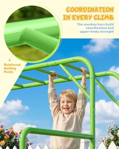 Conjunto de Barras de Ginástic - Kids Outdoor Monkey Bar Set avaliação e preço