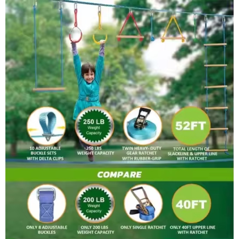 Kit de curso de obstáculo guer - Kids Outdoor Monkey Bar Set avaliação e preço
