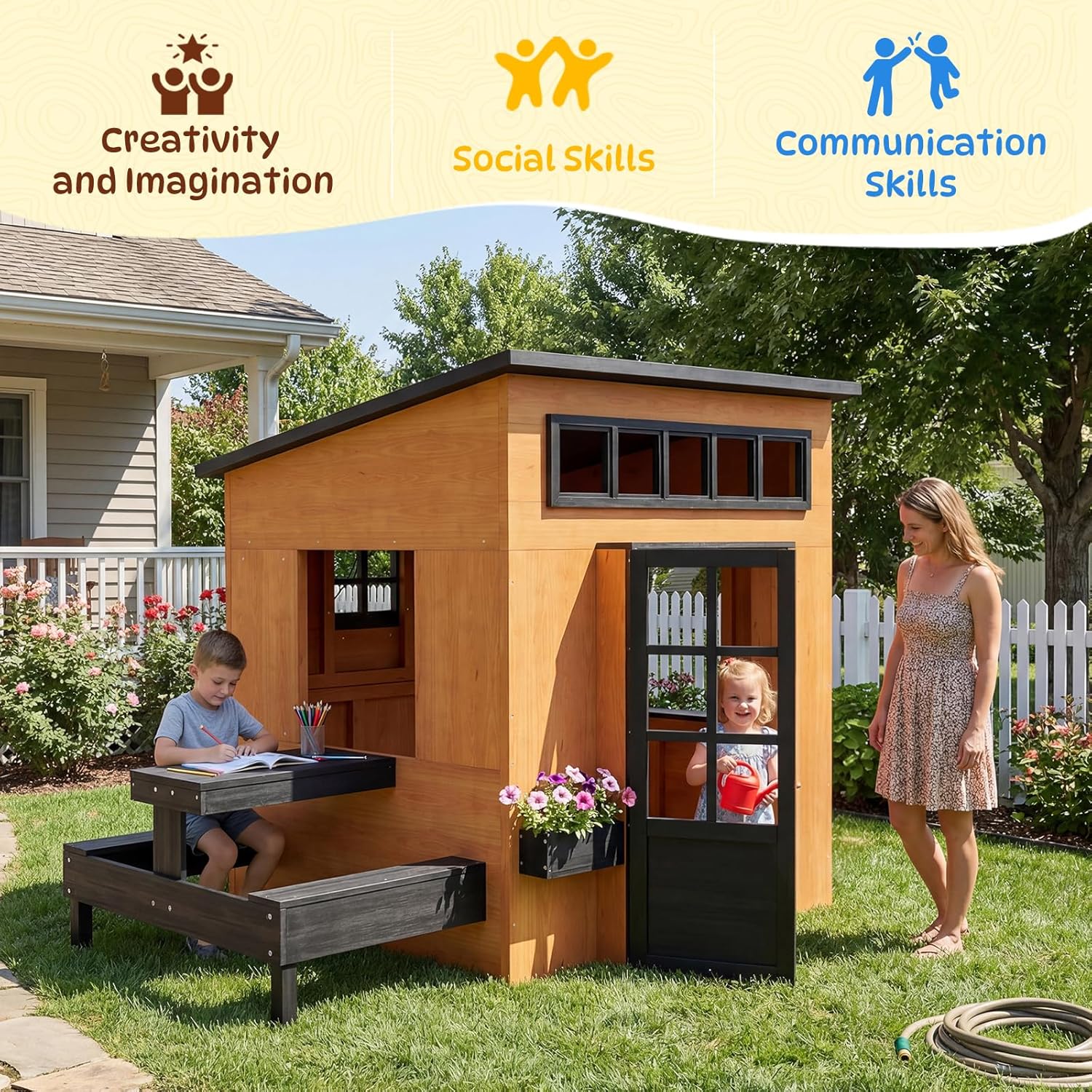 Casa de Brincar Moderna Nordiv - Kids Outdoor House With Kitchen avaliação e preço